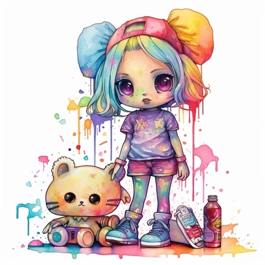 dirty garbage pale hello kitty skater girl slime rainbow clipart watercolor