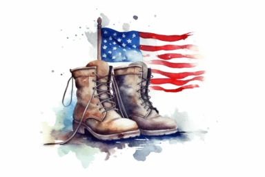 American Memorial Day illustration in style of a Watercolor Clipart, on white background