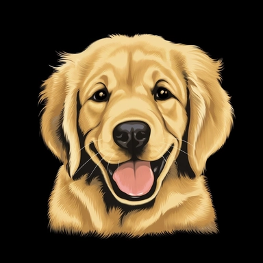 cute cartoon golden retriever dog clipart, black background,--no cut off edges