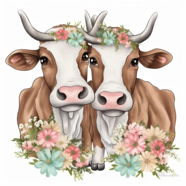 Couple Cow Sublimation Clipart