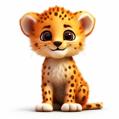 clipart of a cute Cheetah, white background, no shadows