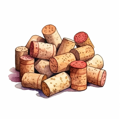 CORK Clipart realistic Watercolor, white background, hd