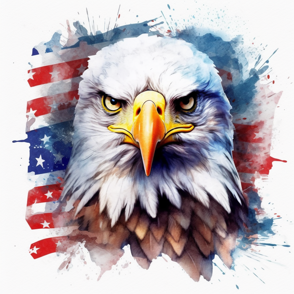 Patriot Eagle American Flag For 4th Of July Watercolor Sublimation 