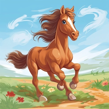 Cartoon horse Field Oil Painting Clip Art