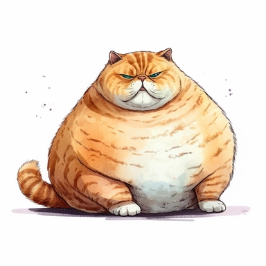 fat cat clipart on a white solid background
