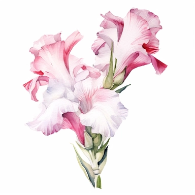 Gladiolus flower, water color style, clipart, white background
