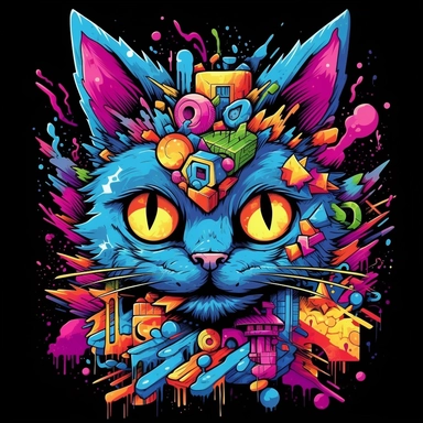 Tshirt features Design, CLIPART CONCEPT, Three-dimensional Rainbow Pantone CAT with DAIM graffiti artwork and graffiti design, large-scale canvas, animated gifs, precisionist art, 3D vector graphics Design, Contour Drawing with Fine Line Artwork, Macro Detailed, FOCUSED ON THE CHARACTER, Clear visuals, Highest Resolution 3D Adobe Illustrator file Eps format, In the style of photo-realistic techniques, Rendering with unreal engine 5, Sublimation Ink, Isolated white background