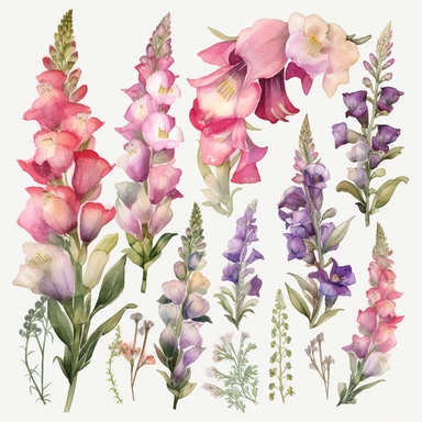 watercolor clipart foxgloves