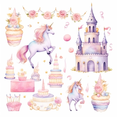 Watercolor illustration clipart set castle, princess, cinderella carriage, tiara, unicorn, hd realistic, no background - <@1098423716465102849> (relaxed) Watercolor illustration clipart birthday cake hd realistic, no background - <@1098423716465102849> (relaxed)
