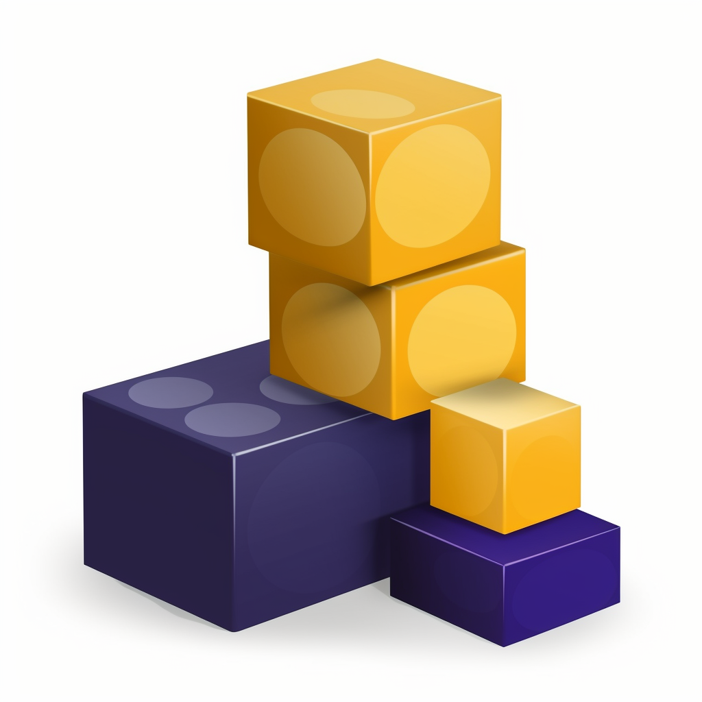 three building blocks. cartoon style, vector art. high contrast. color ...