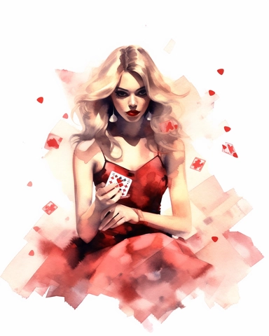 watercolour casino pin up pretty lady hd clipart white background