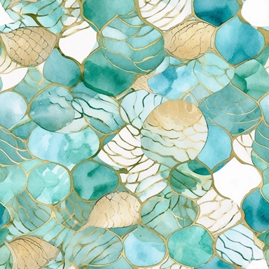 aqua clipart, Watercolor paper, pale colors, gold striated, mermaid , romantic , pre-raphaelite, abstract