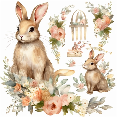 digital crafting,clipart image,clipart pack,watercolor painting,digital planner,clipart bundle,commercial use,bunny clipart,rabbit clipart,wall art,easter clipart,easter bunny,flower crown