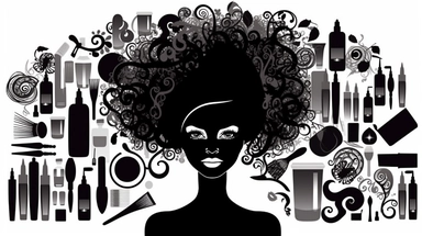 Clip Art for Black Hairdresser Beauty Salon, 2D, Vector, Flat separated on white background