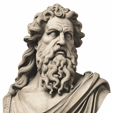 depicting Zeus, greek acient style, statue, realistic, clipart, detailed