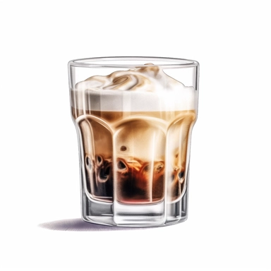 amazing Piccolo is a shot of espresso as the base and layer on top of some foamed milk, tasteful, watercolor, clipart, high contrast, highly detailed, octane render, hd, 8k, isolated white background