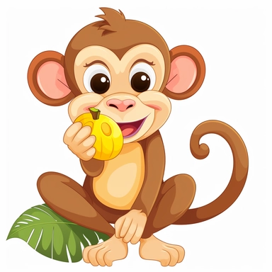 Clipart of Safari Monkey eating banana