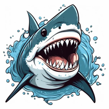 clipart of a shark coming out of the water with his mouth open