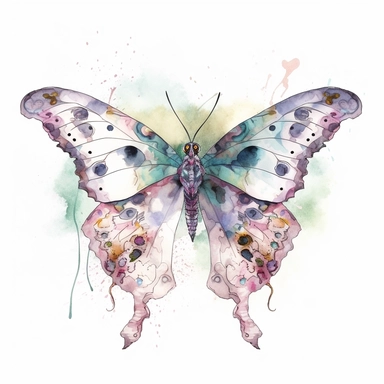 Morning Cloak Butterfly includes details like its wing and color, in the style of pastel goth, Clipart, watercolor, white background with margins,