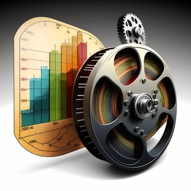 graphs charts analytics, film reel camera, clipart