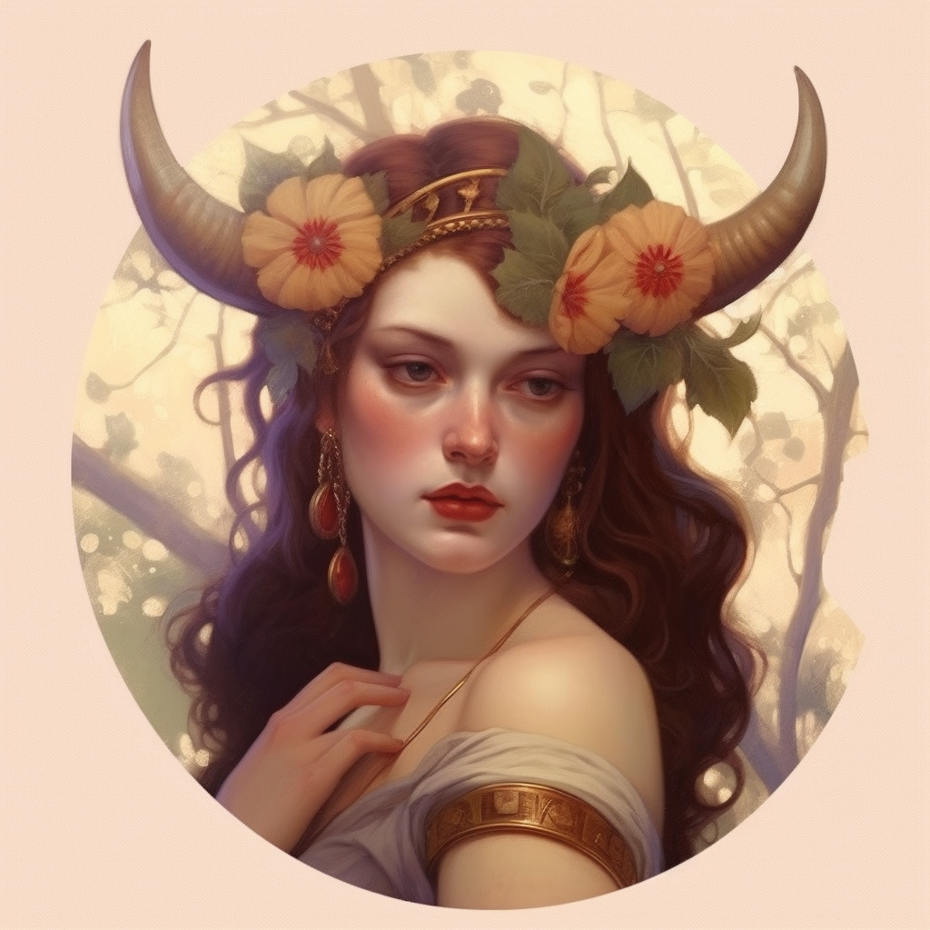 Taurus zodiac sign as fantasy girl with nose ring and earnings, and ...