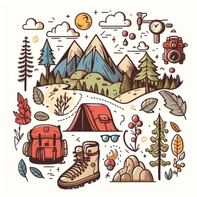 cute hand-drawn Hiking clipart , vector,illustration, on white background