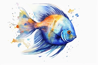 Watercolor, Angelfish Fish, clipart, hd, on a white background, spaced out