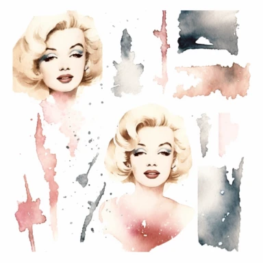 2 watercolor Marilyn Monroe, vintage boutique hollywood glamour clipart, white background, spaced out, hd--v 5.1