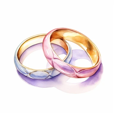 watercolor ultra realistic and hyper detailed illustration of Beautiful Wedding pastel rings clipart, white background