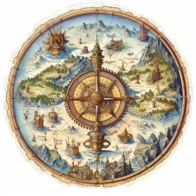 Mystic Cartography: Navigating the Uncharted Realms, isolated on a white background, clipart, highly detailed