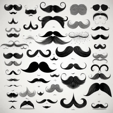 black bead, moustache, mustache, hair, clipart, vector, in the style of staining, captivating, free brushwork, dau al set, shaped canvas, paper cut-outs, rounded