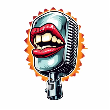 vector clipart, logo, a microphone with smiling lips