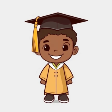 brown skinned smiling boy graduating kindergarten svg clipart simple line art