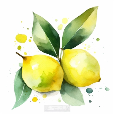A digital illustration of watercolor clipart lemons against a white background, crafted in a contemporary art style. The artwork takes inspiration from the minimalistic approach of Ellsworth Kelly. The lemons are depicted with clean lines and bold shapes, creating a sense of simplicity and elegance. The color temperature is cool, adding a touch of freshness to the composition. The lighting is minimalistic, casting subtle shadows for depth. The atmosphere is serene and sophisticated.