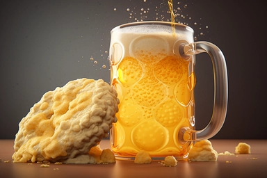 Cookie-inspired beer pint with sweet yellow glaze and foam. Transparent pub beverage clipart. , .highly detailed, + cinematic shot + photo taken by sony + incredibly detailed, sharpen details + highly realistic + professional photography lighting + lightroom + behance photography unsplash