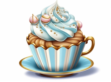 Blue high tea cupcake clipart