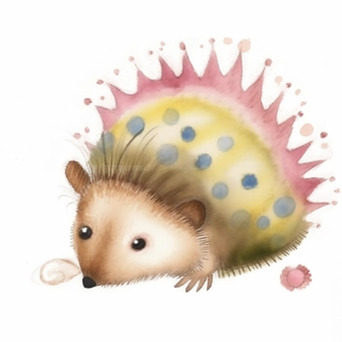 beautiful cute whimsical brown hedgehog, hedgepig, Erinaceus, realistic, photorealistic, anatomically accurate, lifelike, naturalistic, simplified, simplistic, doodled by a child, doodle, folk art, watercolor texture, soft brush strokes, clipart on white background, high resolution, free margins