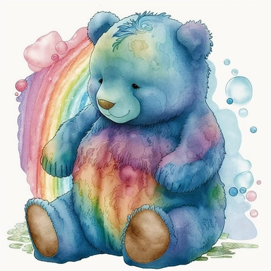 watercolor clipart of Care bear