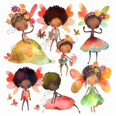 Afro Fairy clipart, elfo clip art, png. Acquerello digitale. Uso commerciale gratuito. Estate, folletto, folletto, magia, folletto africano. afro fairy house