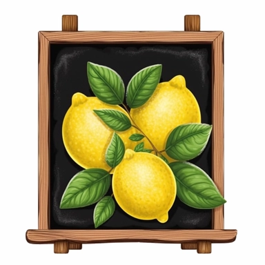 on white background cute and vibrant clipart featuring lemon chalk drawing, doodle on chalkboard in watercolor style, hyper realistic photo flat color