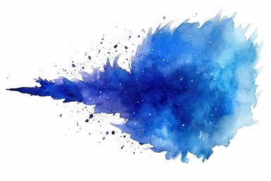 Watercolor, Imagine a comet with a tail that glows with a captivating, indigo light clipart, hd, on a white background, spaced out