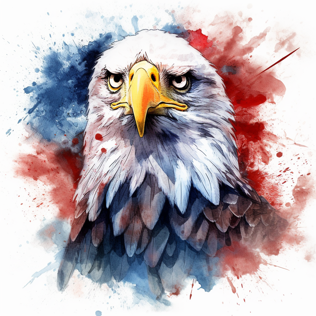 american eagle infront of american flag, in the style of fourth of july ...