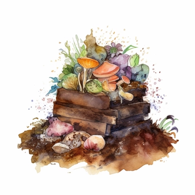 compost pile, watercolour clipart, cute, simple