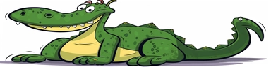 clipart of alligator cartoon clip art for kids, in the style of storybook-esque,simple line drawings, yombe art, animal figurines