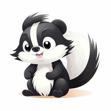 cute baby Skunk clipart, happy, animal only, isolated on white background, illustration, pastel colors, no shadow, vector, high definition, Full HD, 8k