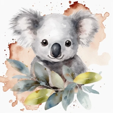 Clipart baby koala bear, watercolor