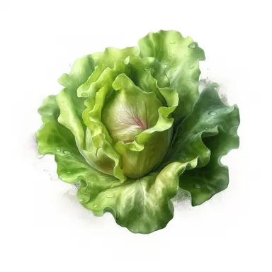 lettuce, illustration vector image, clipart, digital drawing, soft edges and blurred details, cute colorful, realistic super details, white background, object complete display, screen without watermark, element, PNG, 8k--ar 1:1