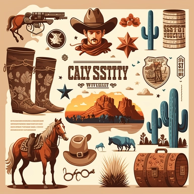 country and western icons stylesheet clipart
