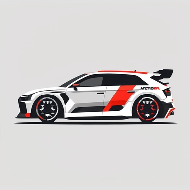 minimalist clipart of a Audi RS Q8 RACE car , flat design, digital art, white background - Upscaled by <@1021281452953976843> (fast) - <@1021281452953976843> (fast)