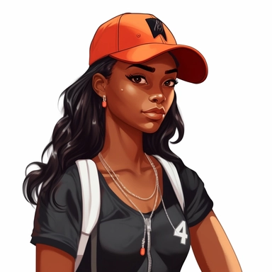 Black teen girl wearing a baseball cap, white background Clipart